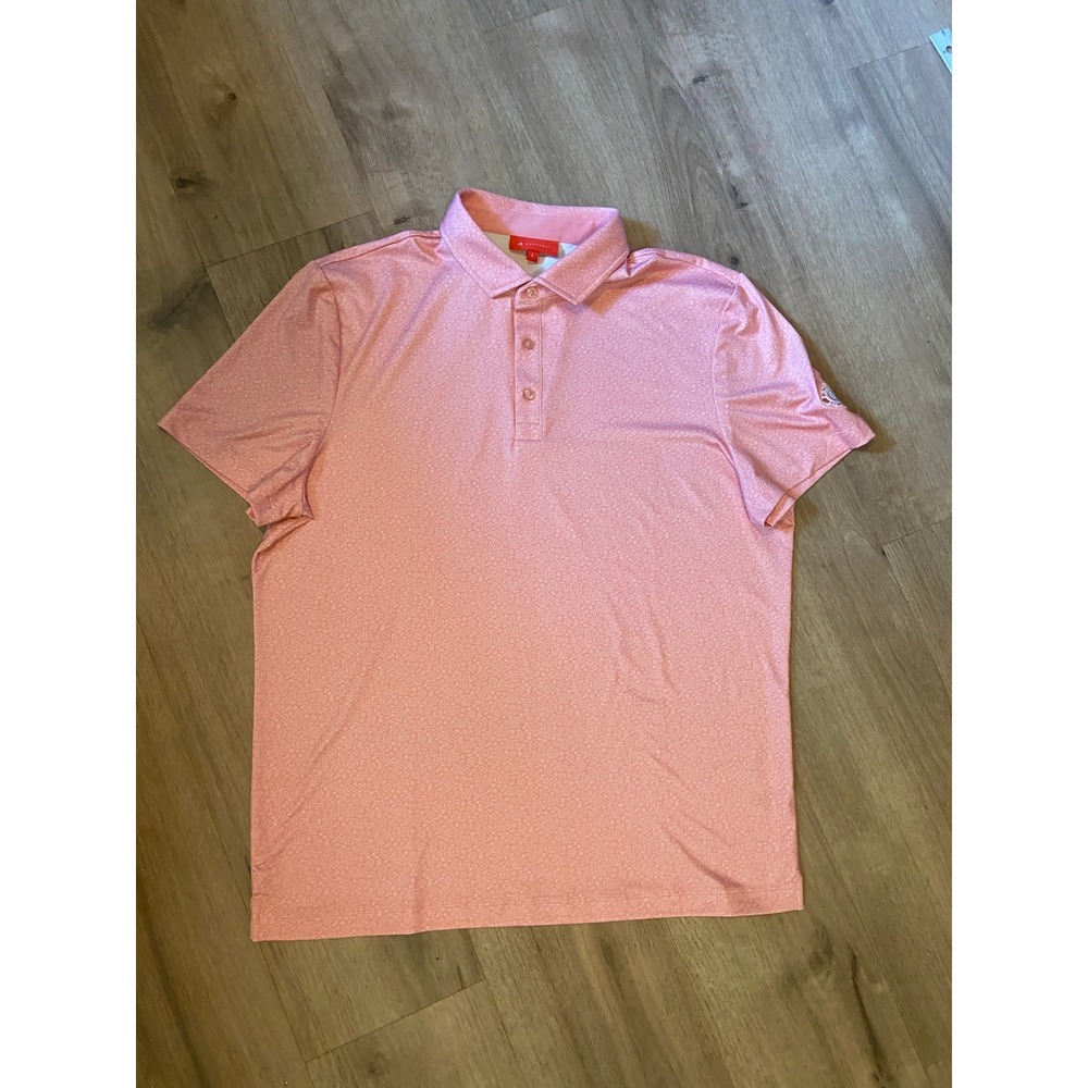 Redvanly Polo Shirt Large Pink Floral Micro-Print Logo Performance Never Worn